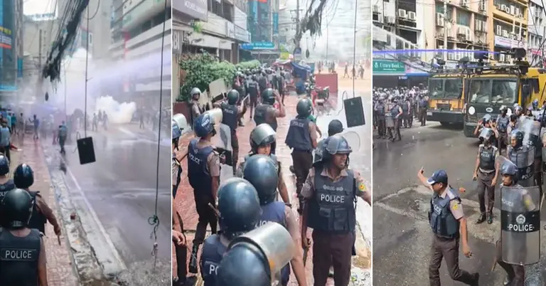 পুলিশ ও বিক্ষোভকারীদের ধাওয়া-পাল্টা ধাওয়া